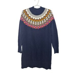 Old Navy Fair Isle Mock Neck Sweater Dress Womens Large Cozy Nordic Vermonte